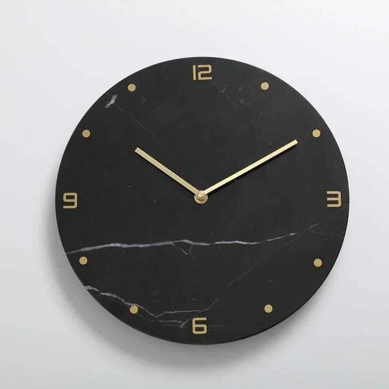 Nordic Large Wall Clock Modern Design Natural Marble Clocks Home Decor for Living Room Luxury Silent Watches Bedroom DecorM5Q1K1