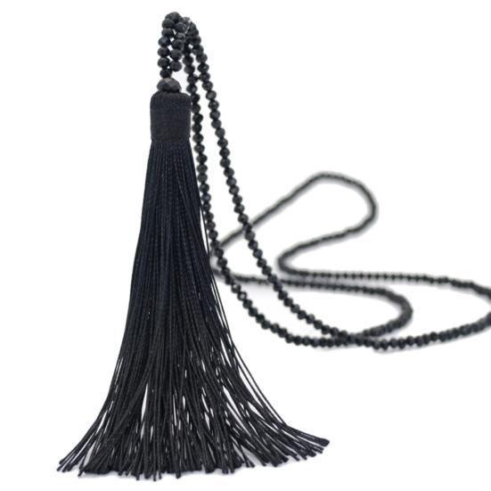 Fashion Women Tassel Pendant Faux Crystal Beaded Long Necklace Jewelry Gift
