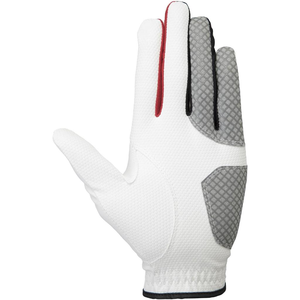 MIZUNO ComfiGrip Golf Left Synthetic Leather with Silicone 5MJML253 Gloves, Men's, Hand, Leather/Artificial Print, White/Red, 23cm,