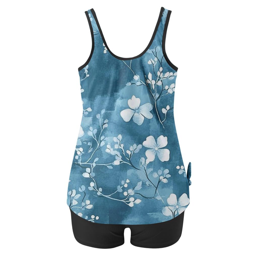 Damen Badeanzug mit Shorts, fließender zweiteiliger Badeanzug, Badebekleidung