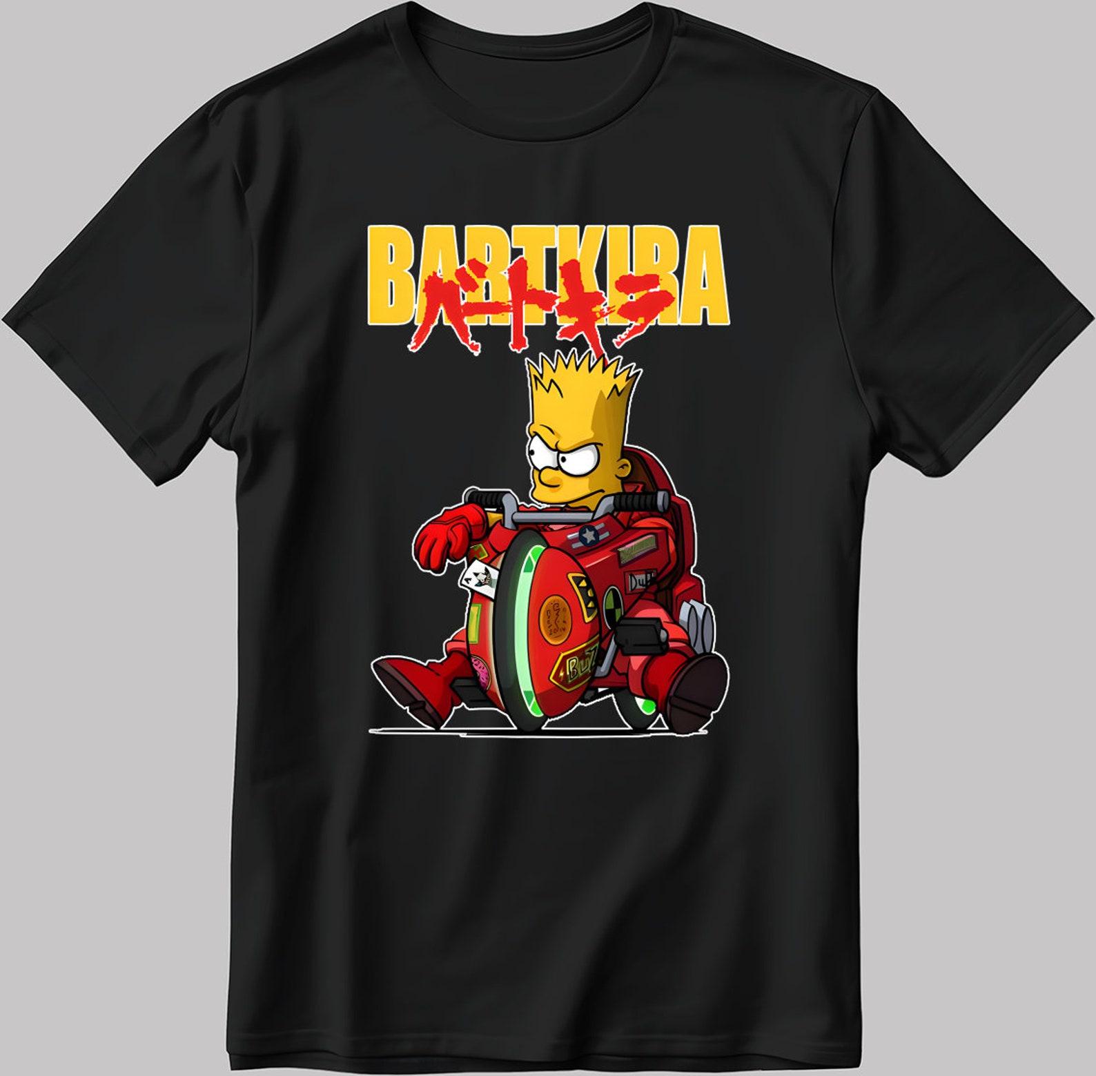The Simpsons, Bart Simpson drawing Short Sleeve White-Black Men s / Women s T-Shirt L321 3XL