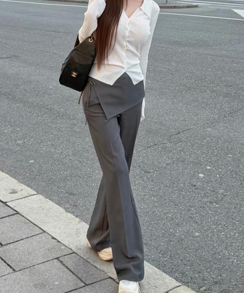 Kaindami Hip Volume Up Wrap Wide Slacks
