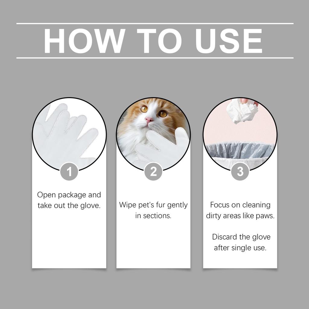 2pc Pet Cleaning Gloves, Gentle , Suitable For Both Cats And Dogs, Disposable, Convenient And Hygienic For Grooming Loose .