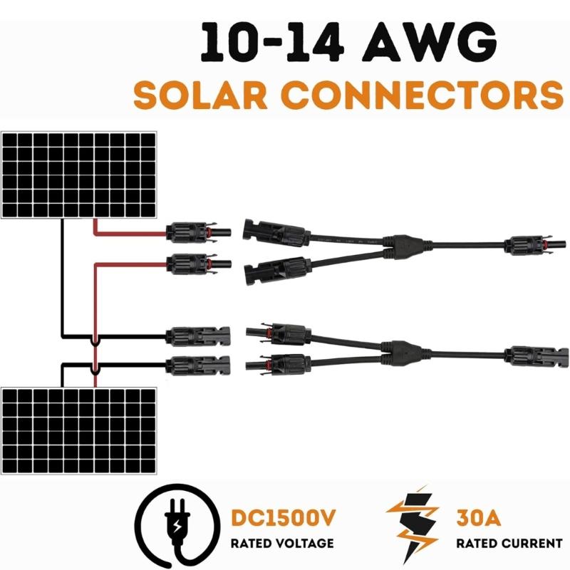Solar Male Female Connector 30A Y Splitters Cable Y Branch Connector 1 To 2/3/4 Adapter for Solar Panel Part