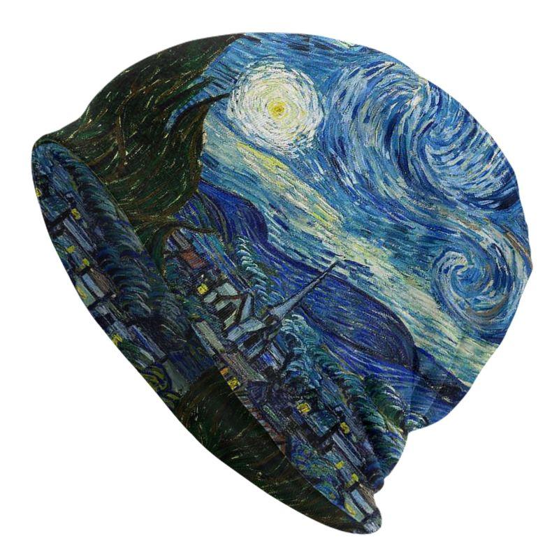Vincent Van Gogh Painting Beanie Hat Almond Blossoms Warm Bonnet Cap Knit Hat Daily Headwear Vintage Slouchy Beanie Skull Caps