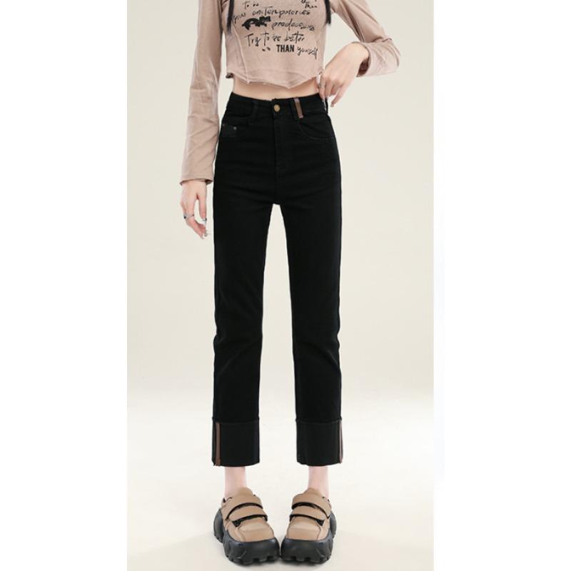 

Цементно-серые курительные джинсы-сигареты для женщин, летние новые прямые брюки-багет с высокой талией и девятью точками 2XL