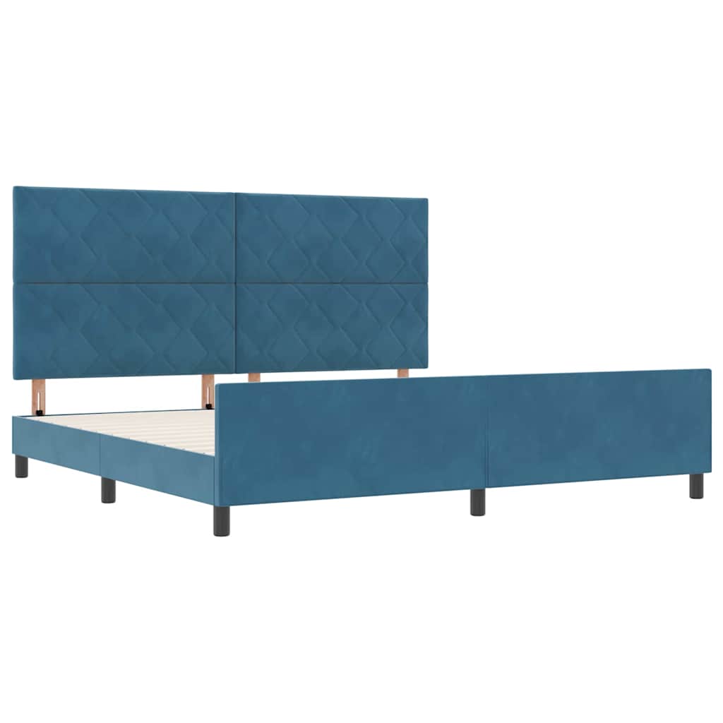 Box Spring Bed with Headboard Dark Blue 200 X 200 Cm Velvet