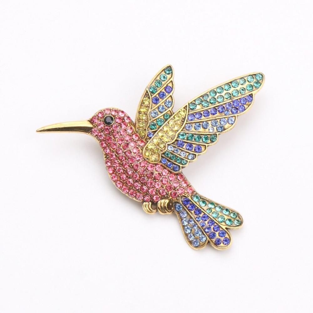 Elegant Hummingbird Brooches Luxury Rhinestone Brooches Fashion Animal Brooches Prom