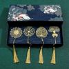 Top Quality Chinese Style Handmade Book Mark Golden Rose Lotus Flower Bookmarks Reading Marker for Book Lover Gifts for Friend