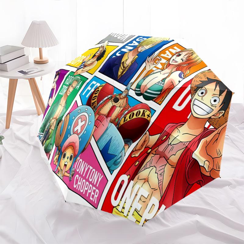 1 Stück Automatischer Faltregenschirm - Anime One Piece Muster Tragbares faltbares Design Mit 8 Rippen Weihnachts-Geburtstagsgeschenke