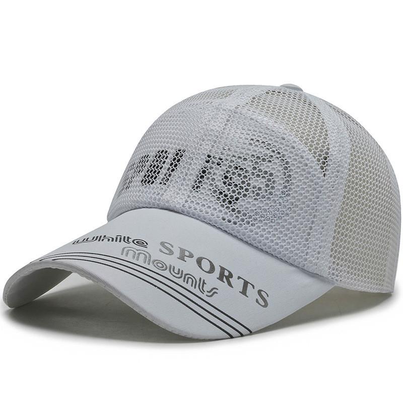 Mount White Sports Letter Printing Mesh Baseball Cap Sun Breathable Protection