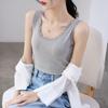 Spring & Summer Women's Lace Ribbed Cotton Tank: Slimming Plus-Size Sleeveless Round Neck Base Layer