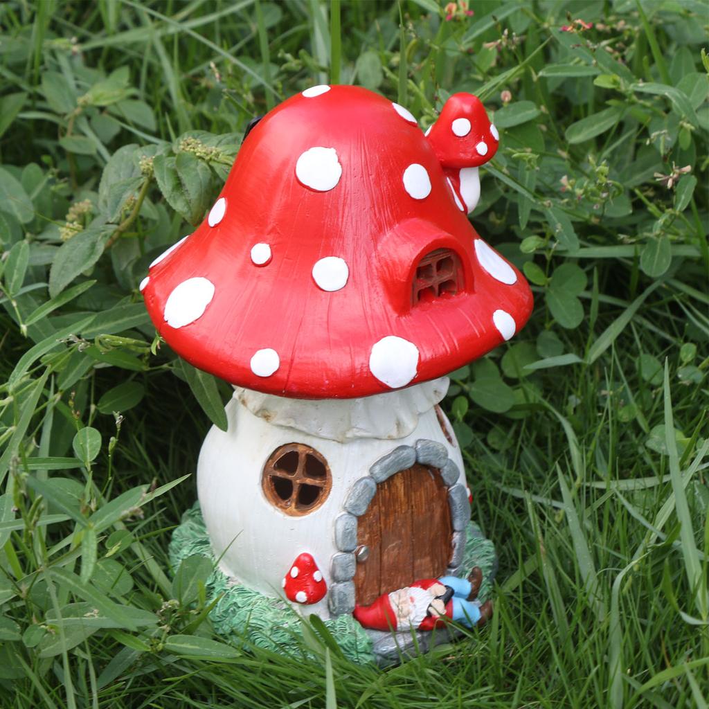 Mushroom butterfly house resin solar light, suitable for garden, courtyard, lawn, doorway, pond, balcony, window sill, special g