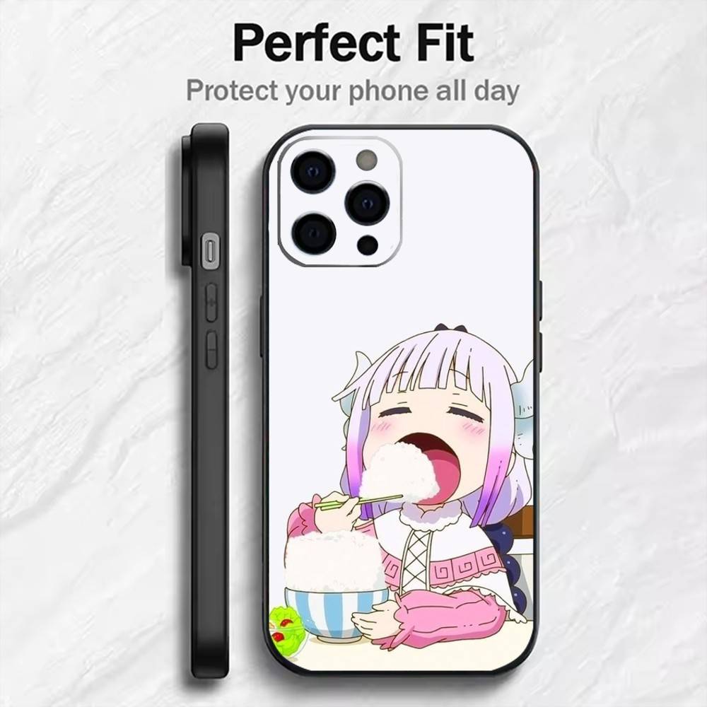 

D-Dragon M-Maid K-Kanna K-Kamui Phone Case For iPhone17,16,15,14,13,12 Plus,Max Soft Silicone Black Cover iPhone13PRO