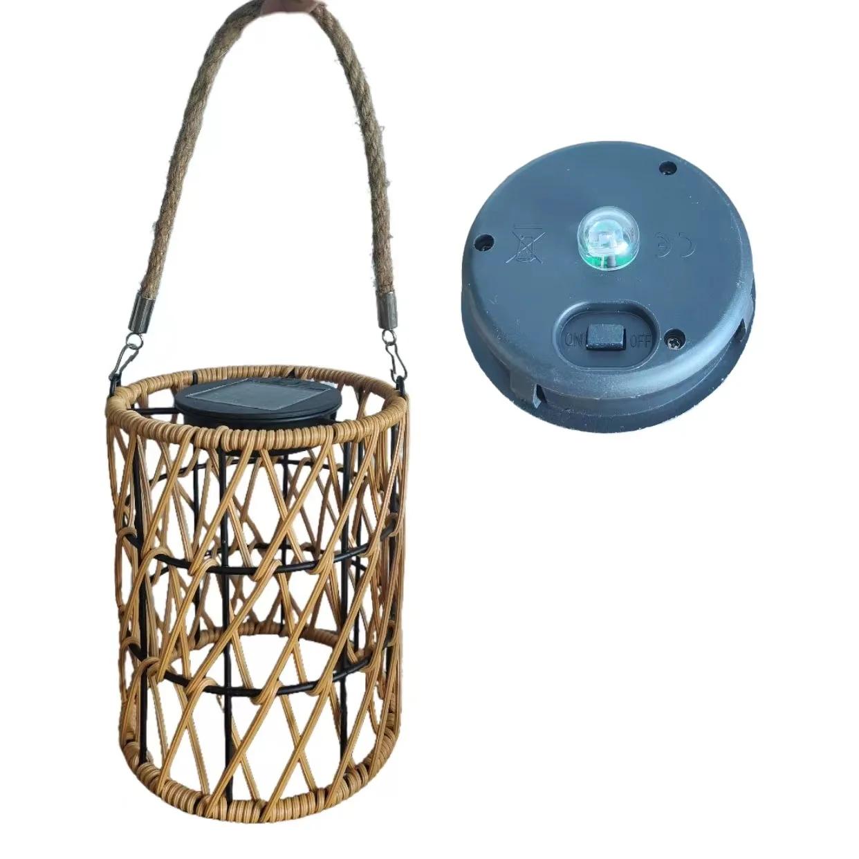 

Уличный фонарь из искусственного ротанга на солнечной батарее, садовый балкон, украшение для двора, свечи, творческая атмосфера, люстра из бамбука 1pcs