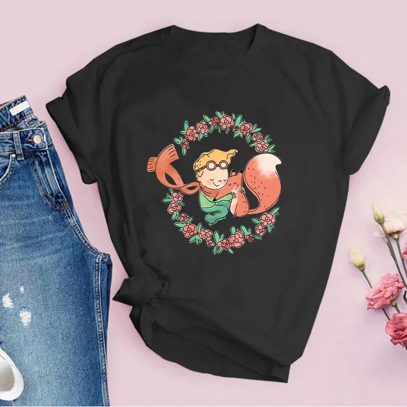 New Fashion Little Prince Printed Women's T-shirt Casual Fashion T-shirt Summer Casual T-shirt Round Neck