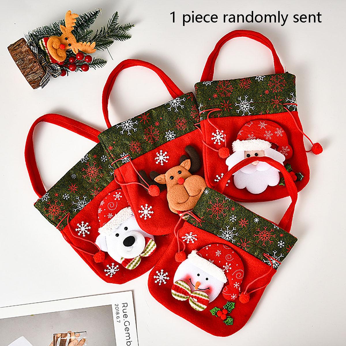 

1pc Christmas Gift Bag Santa Snowman Apple Storage Bag Christmas Eve Candy Gift Package Bag Xmas Santa Claus Random blind box di