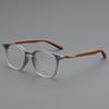 Square Full Frame Glasses Faux Wood Temple Retro Eyewear for Men Women Fashion Daily Use TR90 Lightweight Spectacles