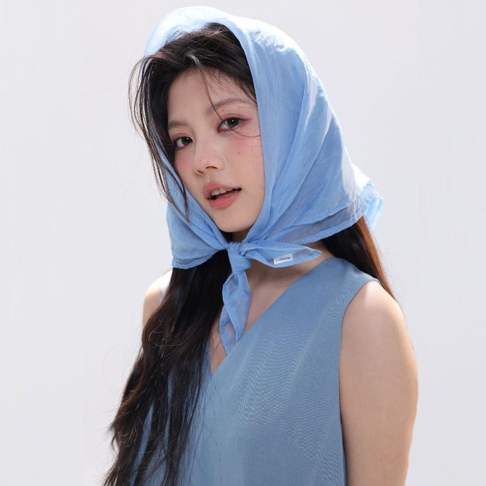 Thin Cotton Linen Scarves Solid Color Square Handkerchief Retro Pure Color Silk Scarf Women