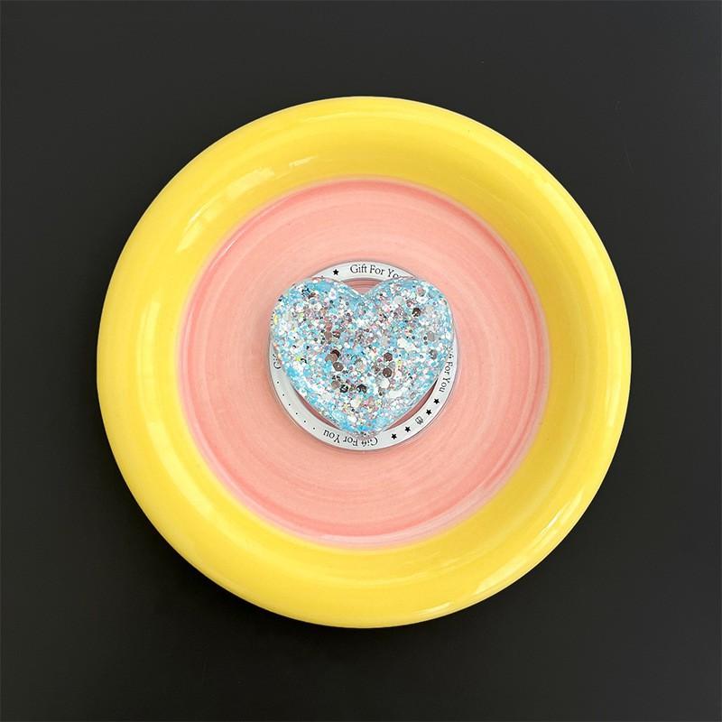 Sequin Drop Glue Heart-shaped Mobile Phone Airbag Holder Magnetic Suction Magsafe Back Sticker Women Expandable Support Frame Watching TV Shows