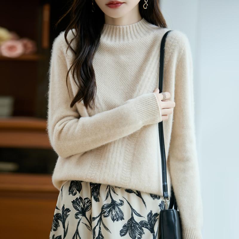 Dámský kašmírový svetr Kašmír Qinghe 30% kašmír 70% vlna podzimní a zimní pulovr hřejivý a módní
