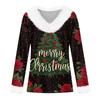 Kadın Günlük Moda Uzun Kollu Noel Baskılı Flanel Yakalı Üst