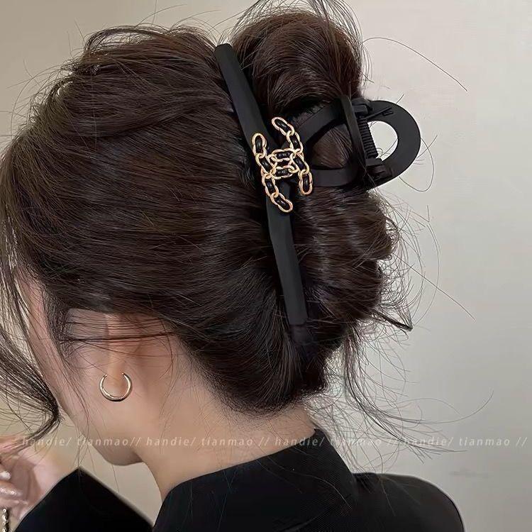 15cm Svart Oversized Hårklemme: High-End Matt Hårklype for Voluminøse Frisyrer