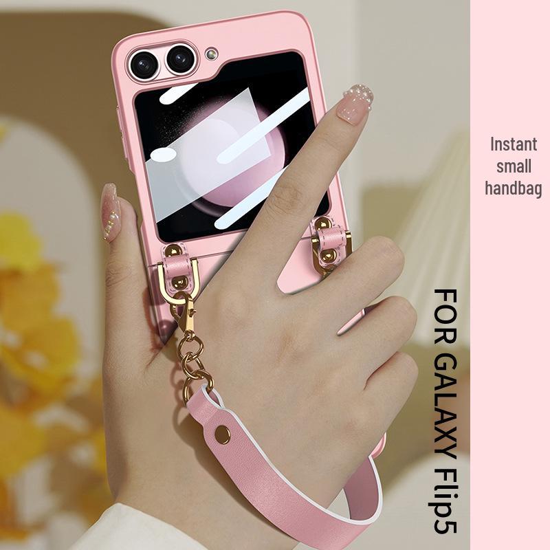 Creative Wrist Strap Foldable Case with Integrated Shell & Film for Samsung Z Flip5