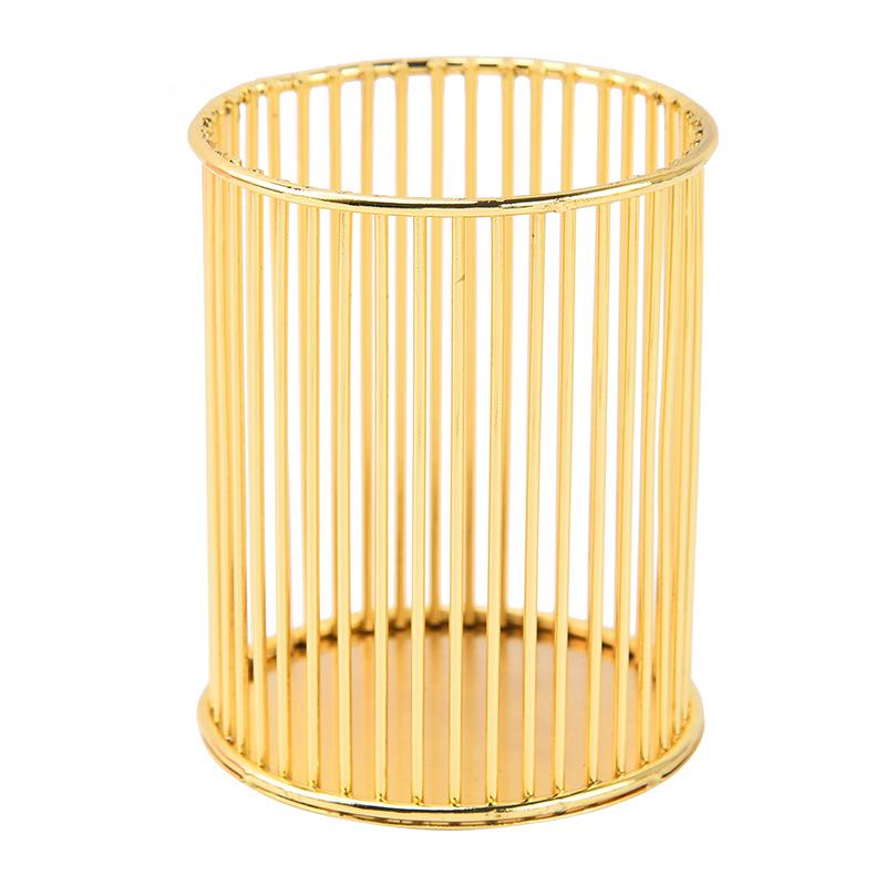 Nordic Gold Iron Art Pen & Makeup Brush Holder - Desktop Storage Tube