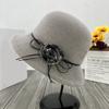 Cappello da donna vintage con secchiello, fiocco solido, in feltro di lana, Fedora, invernale, autunnale, da donna, a cupola, in feltro, per matrimonio, chiesa, jazz, bombetta