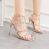 Fashion 2025 NEW Rivet sandals with thin heels Summer Women's shoes PVC high heels fashion stiletto nude banded Roman sandals female