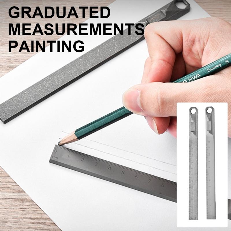 Measuring Straight Ruler Crowbars Wrench Tool Titaniums Alloy Hard Ruler Waist Hanging Pry Rod for Outdoor Activity