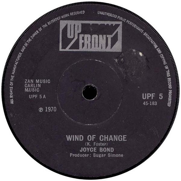 

7inch Record JOYCE BOND Wind Of Change UPF5 UpFront 1970 UK SoulFunk Used