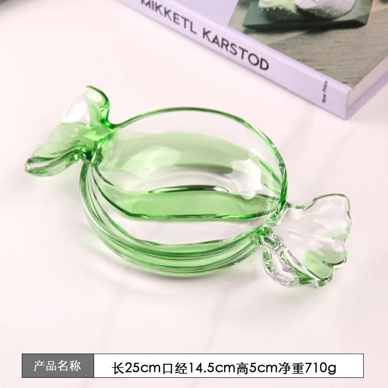 Colorful Round Fruit Snack Plate Thickened Glass Halloween Candy Plates Household Living Room Decoration