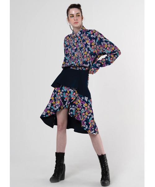 Greedius Flower Horse Print Ruffle Skirt