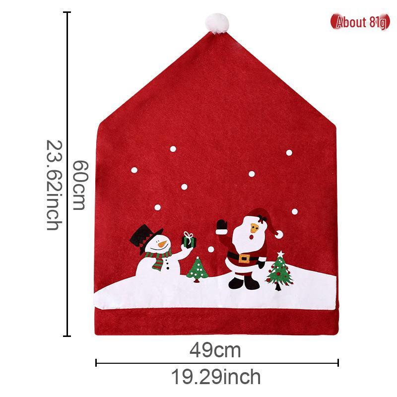 Qiaochi Christmas Non-woven Chair Cover with Cartoon Santa and Snowman Design