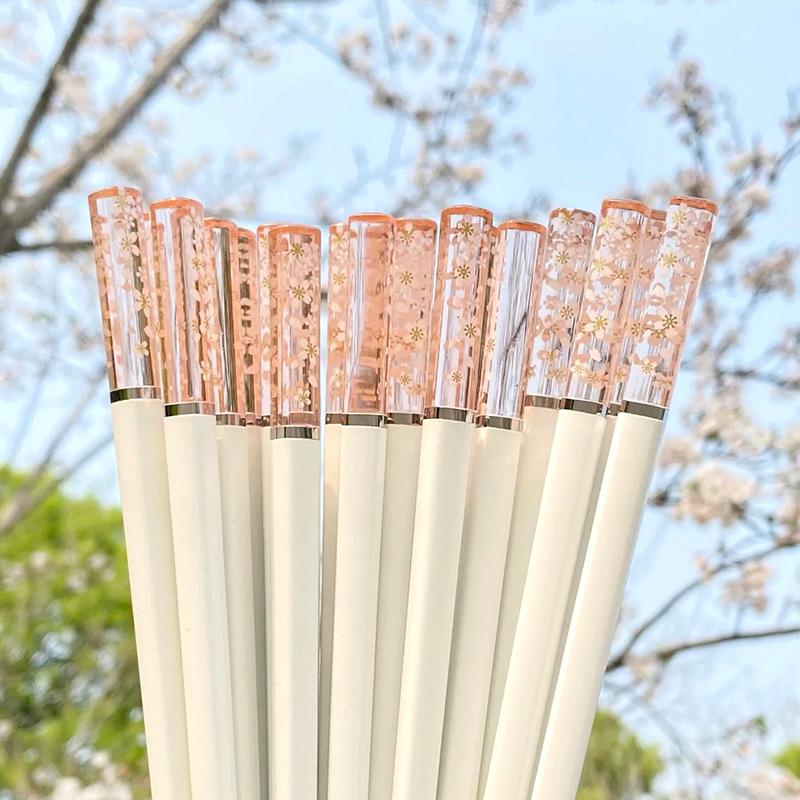 10 Pairs Amber Sakura Japanse Eetstokjes Antibacteriële Anti-Slip Hittebestendig Sushi Voedsel Eetstokjes Koreaanse Keuken