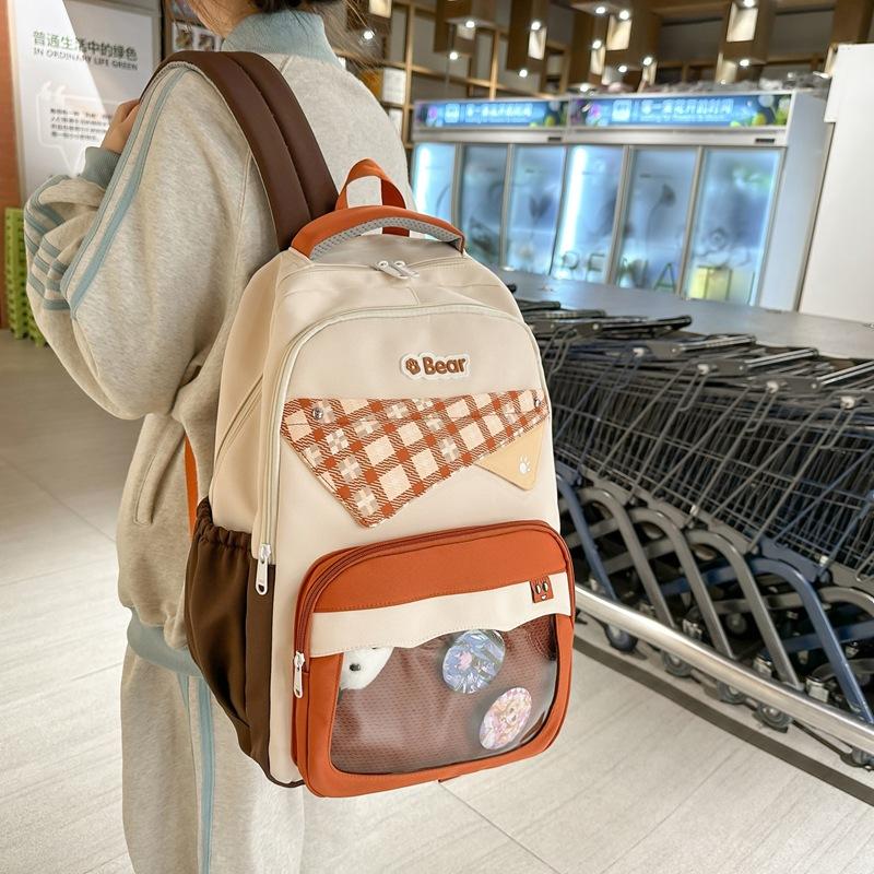 Korean Version of Schoolbag for Female Junior High School Students, Cute Transparent Pain Bag, Large-capacity Computer Backpack, Versatile St