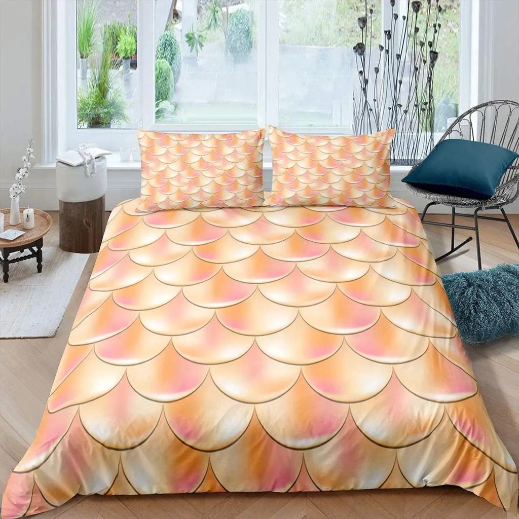 Comforter Fish Scales King Queen Full Twin Size Polyester Comforter For Kids Girls Women Bedding Set With