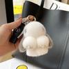 Cute Long Ear Bunny Keychain Real Mink Fur Rabbit Doll Pendant Toys Keyring Women Bag Charm Ornament Pompom Plush Jewelry Gifts