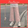 Japanese Sweatpants Cute Sweet Preppy Style Women Love Heart Print Lolita Wide Leg Pants Girls Kawaii Loose Straight Trousers