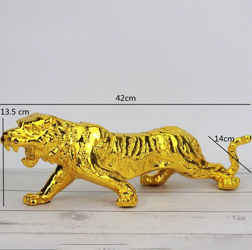 Golden Tiger Animal Sculpture, Electroplated Resin Crafts, Home Decoration, Living Room and Office Desk Decoration Ornaments