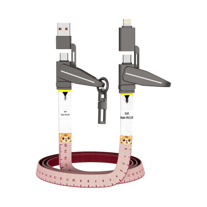 4-in-1 Mecha Data Cable: Dual Type-C, 27W/65W Super Fast Charging