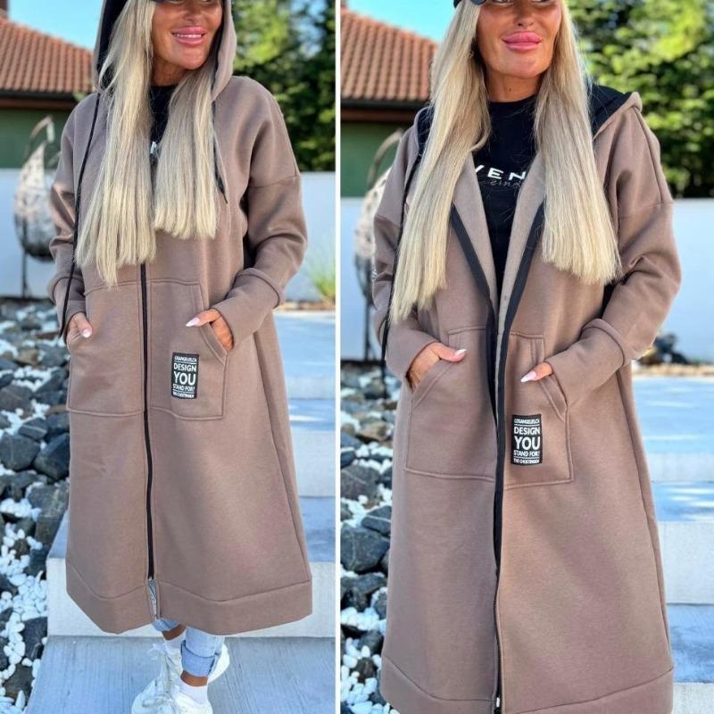 

DAFIFY Женская мода Повседневные однотонные с принтом Осенне-зимние куртки и пальто с длинным рукавом и капюшоном M верблюд