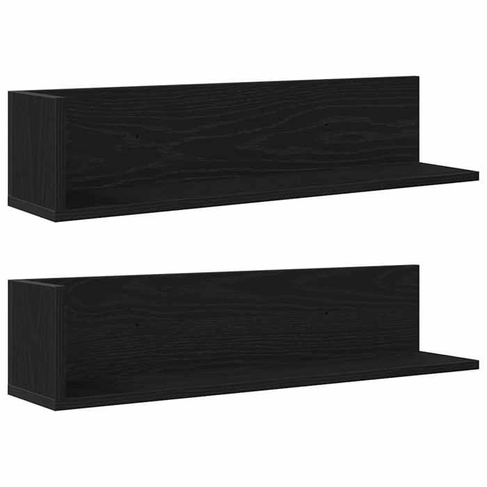 VidaXL Étagères murales 2 pcs noir 75x16,5x16,5 cm bois d'ingénierie, étagère flottante, étagère suspendue, étagère murale 860032