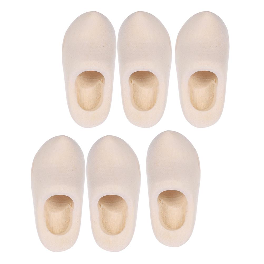 3 Pairs Wooden Shoe Model Accessories House Craft Decoration Baby Slippers Mini Miniature Shoes Bride Kids Toys