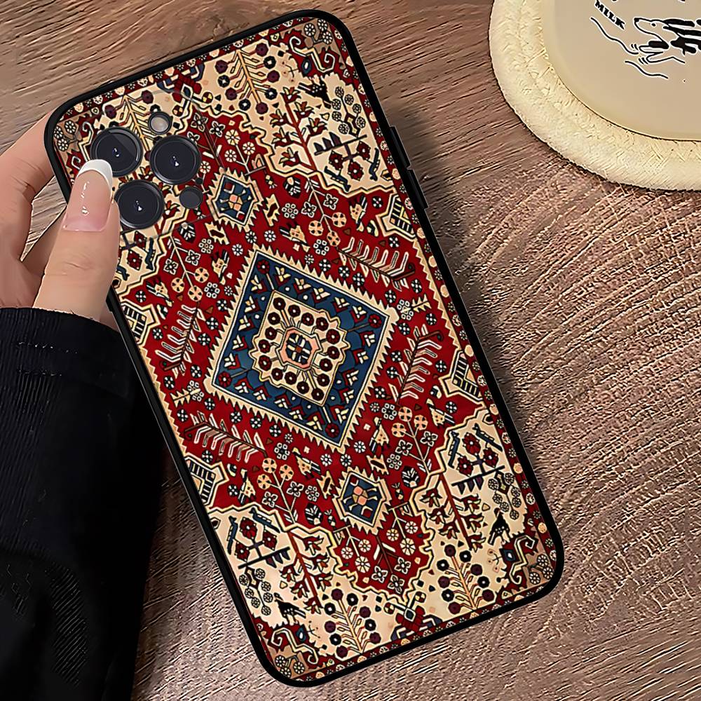 

Персидский ковер Цветочный узор Для IPhone 17 16 15 14 13 12 11 Pro Max 13 17Air Ударопрочные Мягкие Чехлы для Телефона Coque iPhone 13 pro