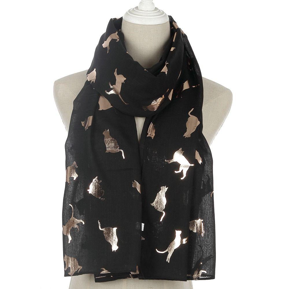 Polyester Animal Scarf Soft Shawl Wrap Creative Gift Cat Print Scarf