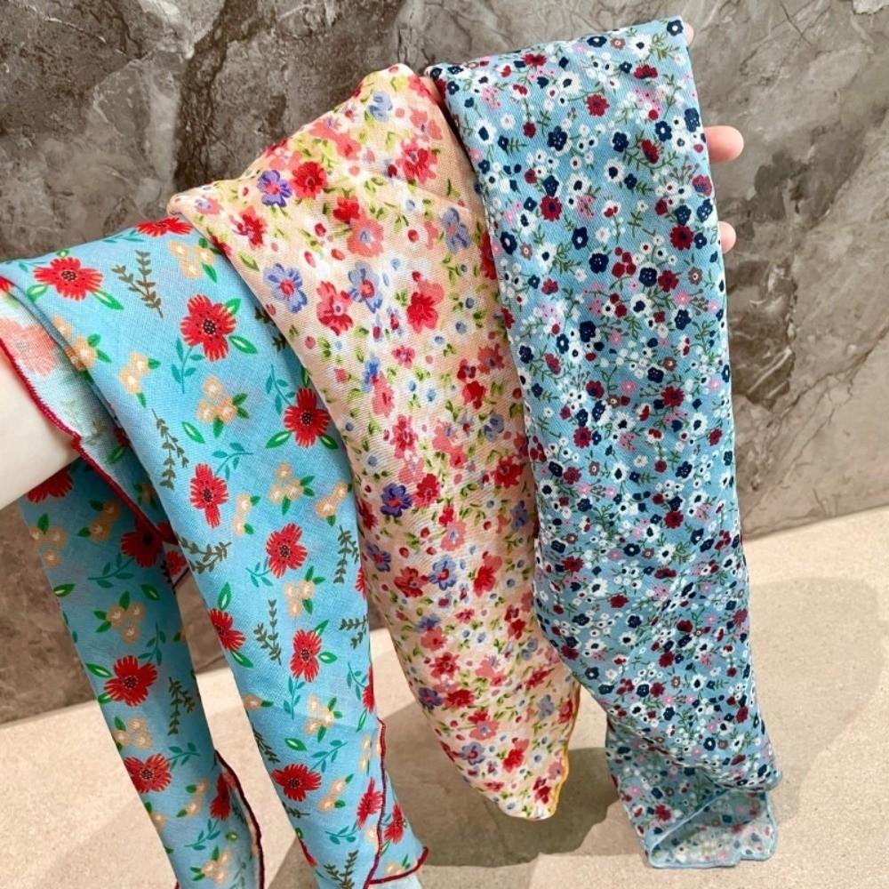3pcs/set Colorful Floral Neck Scarf Thin Fabric Flower Square Headband Printed Headscarf  Holiday