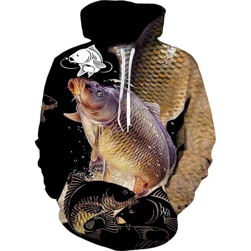 Cool Printed 3d Carp Fishing Unisex Hoodie Harajuku Streetwear Mens Casual Outdoor Fishing Hunting Camping Fashion Clothes